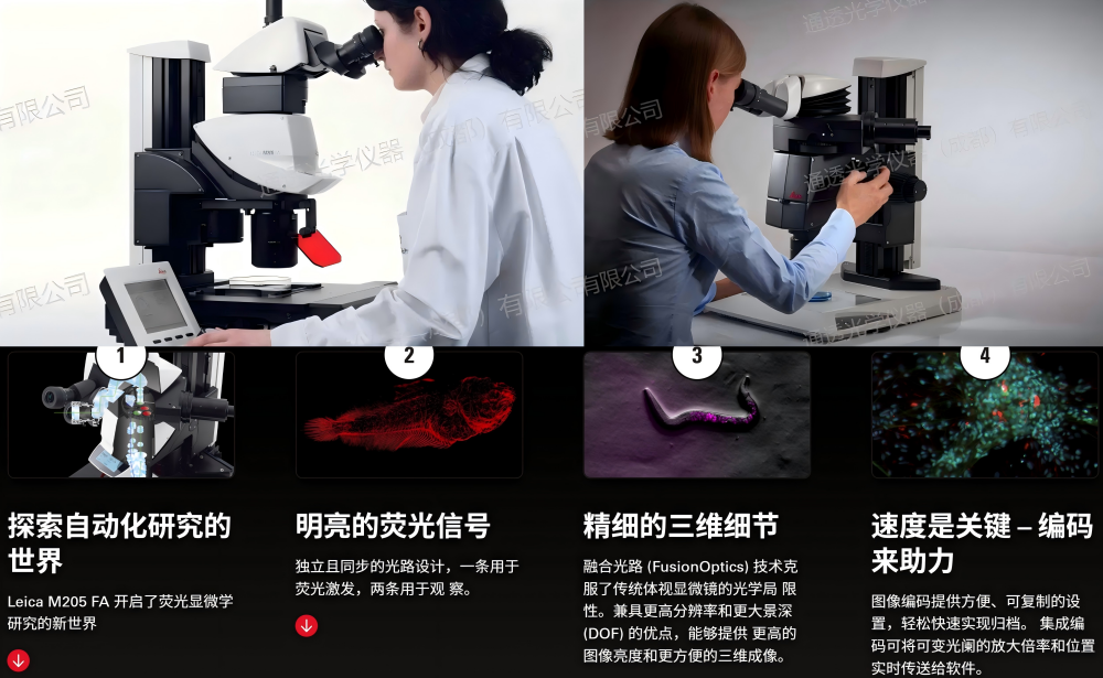 TONT INSIGHT AI 智能徕卡 Leica M205 FA 全自动荧光研究级体视显微镜 生物材料微观荧光成像精密检测设备